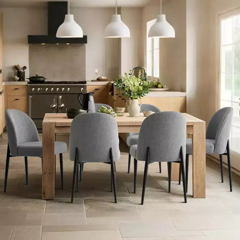 Lot de 6 chaises de salle à manger rembourrées en tissu mélangé lin avec pieds en métal, chaises d'appoint modernes sans accoudoirs pour salle à manger - Panipeachy