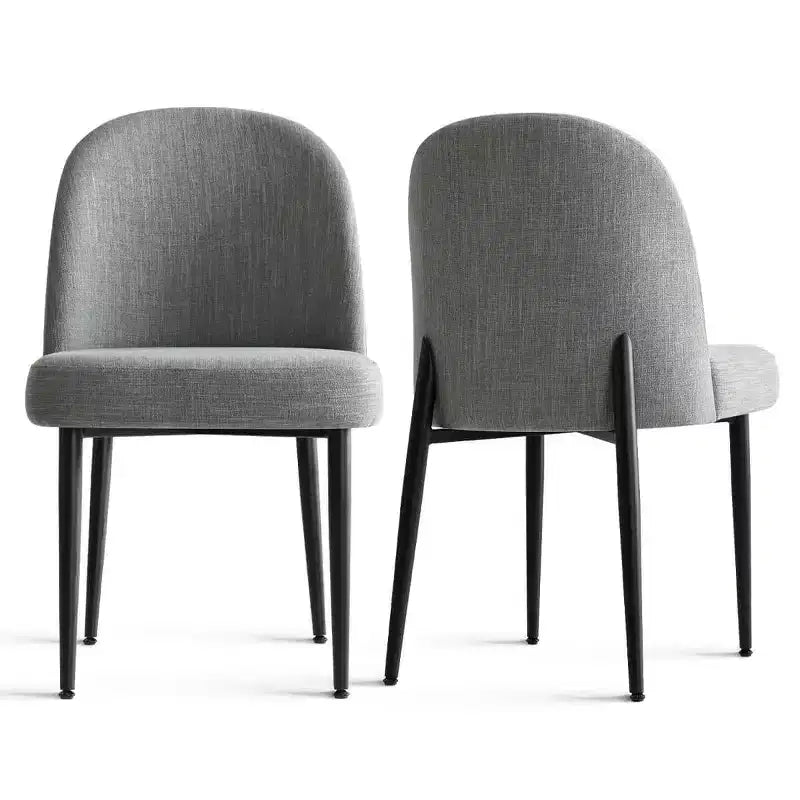Lot de 6 chaises de salle à manger rembourrées en tissu mélangé lin avec pieds en métal, chaises d'appoint modernes sans accoudoirs pour salle à manger - Panipeachy