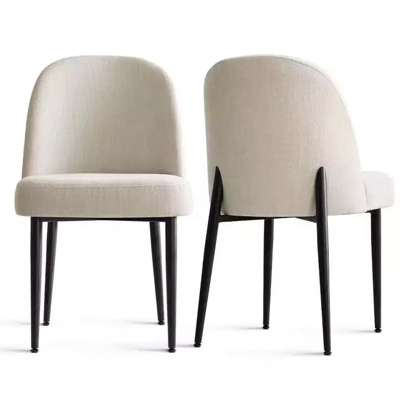 Lot de 6 chaises de salle à manger rembourrées en tissu mélangé lin avec pieds en métal, chaises d'appoint modernes sans accoudoirs pour salle à manger - Panipeachy