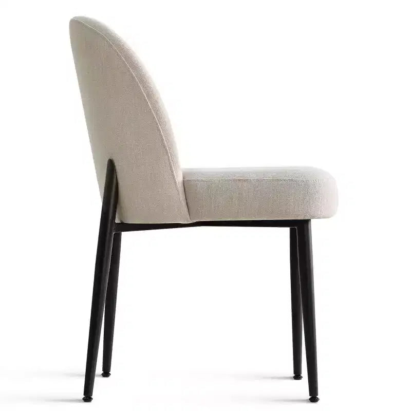 Lot de 6 chaises de salle à manger rembourrées en tissu mélangé lin avec pieds en métal, chaises d'appoint modernes sans accoudoirs pour salle à manger - Panipeachy