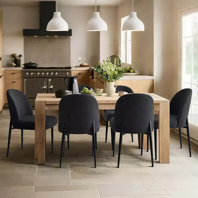 Lot de 6 chaises de salle à manger rembourrées en tissu mélangé lin avec pieds en métal, chaises d'appoint modernes sans accoudoirs pour salle à manger - Panipeachy