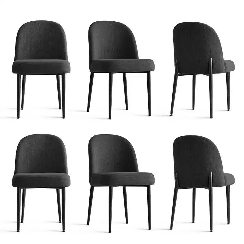 Lot de 6 chaises de salle à manger rembourrées en tissu mélangé lin avec pieds en métal, chaises d'appoint modernes sans accoudoirs pour salle à manger - Panipeachy