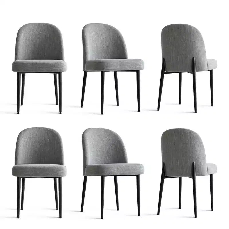 Lot de 6 chaises de salle à manger rembourrées en tissu mélangé lin avec pieds en métal, chaises d'appoint modernes sans accoudoirs pour salle à manger - Panipeachy