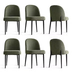 Lot de 6 chaises de salle à manger rembourrées en tissu mélangé lin avec pieds en métal, chaises d'appoint modernes sans accoudoirs pour salle à manger - Panipeachy