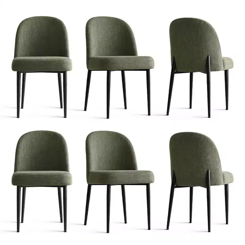 Lot de 6 chaises de salle à manger rembourrées en tissu mélangé lin avec pieds en métal, chaises d'appoint modernes sans accoudoirs pour salle à manger - Panipeachy