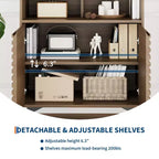 Bahut cannelé avec étagères réglables, buffet de rangement moderne pour cuisine, salon, salle à manger ou entrée