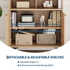 Bahut cannelé avec étagères réglables, buffet de rangement moderne pour cuisine, salon, salle à manger ou entrée