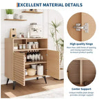Bahut cannelé avec étagères réglables, buffet de rangement moderne pour cuisine, salon, salle à manger ou entrée