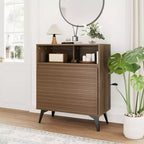 Bahut cannelé avec étagères réglables, buffet de rangement moderne pour cuisine, salon, salle à manger ou entrée