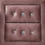 Table de chevet moderne rembourrée Royal Hampton de 17 po, 2 tiroirs, poignées en cristal, rose