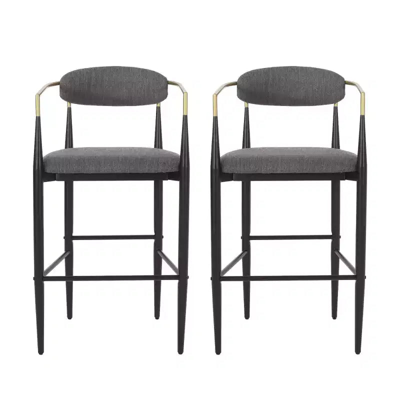 Lot de 2 tabourets de bar rembourrés Zeus et Ruta à hauteur de comptoir avec pieds en fer