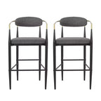 Lot de 2 tabourets de bar rembourrés Zeus et Ruta à hauteur de comptoir avec pieds en fer