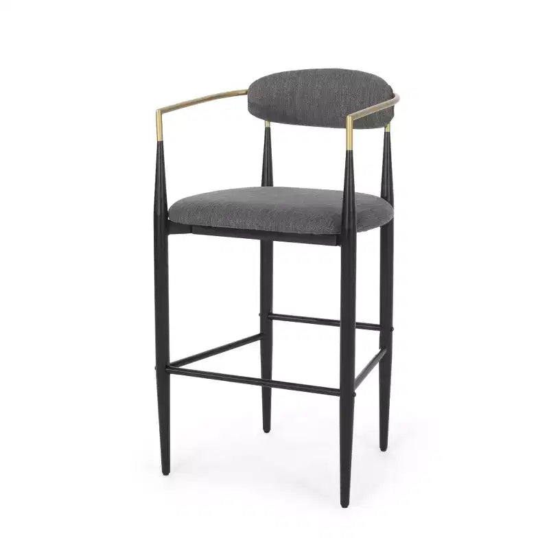 Lot de 2 tabourets de bar rembourrés Zeus et Ruta à hauteur de comptoir avec pieds en fer