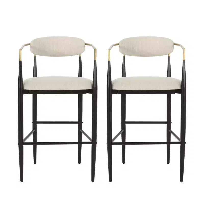 Lot de 2 tabourets de bar rembourrés Zeus et Ruta à hauteur de comptoir avec pieds en fer