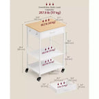 Desserte de cuisine roulante, îlot de cuisine mobile de 90 cm avec tiroir, étagère réglable, 4 roulettes verrouillables, capacité de 116 kg, Chêne beige et blanc