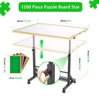 Table de puzzle en bois JVNOXK avec tiroirs, table de puzzle réglable, table de puzzle inclinable à 360° avec pieds et roulettes, réglable en hauteur et en inclinaison
