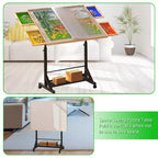 Table de puzzle en bois JVNOXK avec tiroirs, table de puzzle réglable, table de puzzle inclinable à 360° avec pieds et roulettes, réglable en hauteur et en inclinaison