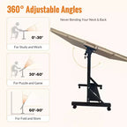 Table de puzzle en bois JVNOXK avec tiroirs, table de puzzle réglable, table de puzzle inclinable à 360° avec pieds et roulettes, réglable en hauteur et en inclinaison