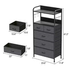 Commode en tissu Slim à 5 tiroirs avec cadre en métal, organisateur de rangement compact avec étagères et crochets