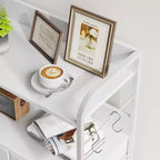 Commode en tissu Slim à 5 tiroirs avec cadre en métal, organisateur de rangement compact avec étagères et crochets