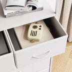 Commode en tissu Slim à 5 tiroirs avec cadre en métal, organisateur de rangement compact avec étagères et crochets