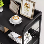 Commode en tissu Slim à 5 tiroirs avec cadre en métal, organisateur de rangement compact avec étagères et crochets