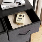 Commode en tissu Slim à 5 tiroirs avec cadre en métal, organisateur de rangement compact avec étagères et crochets