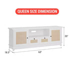 Meuble TV en rotin COZONY, meuble TV bohème pour téléviseur de 65 pouces, console TV avec 2 armoires et étagère réglable, meuble de rangement multimédia moderne
