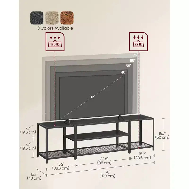 Meuble TV pour Téléviseurs, Meuble de Rangement, Console TV Industrielle Turquoise