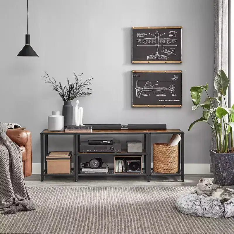 Meuble TV pour Téléviseurs, Meuble de Rangement, Console TV Industrielle Turquoise