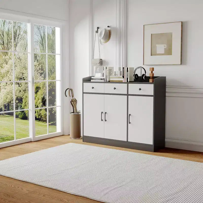 Bahut moderne COZONY avec étagères réglables, buffet de rangement avec tiroirs pour salon, salle à manger, entrée