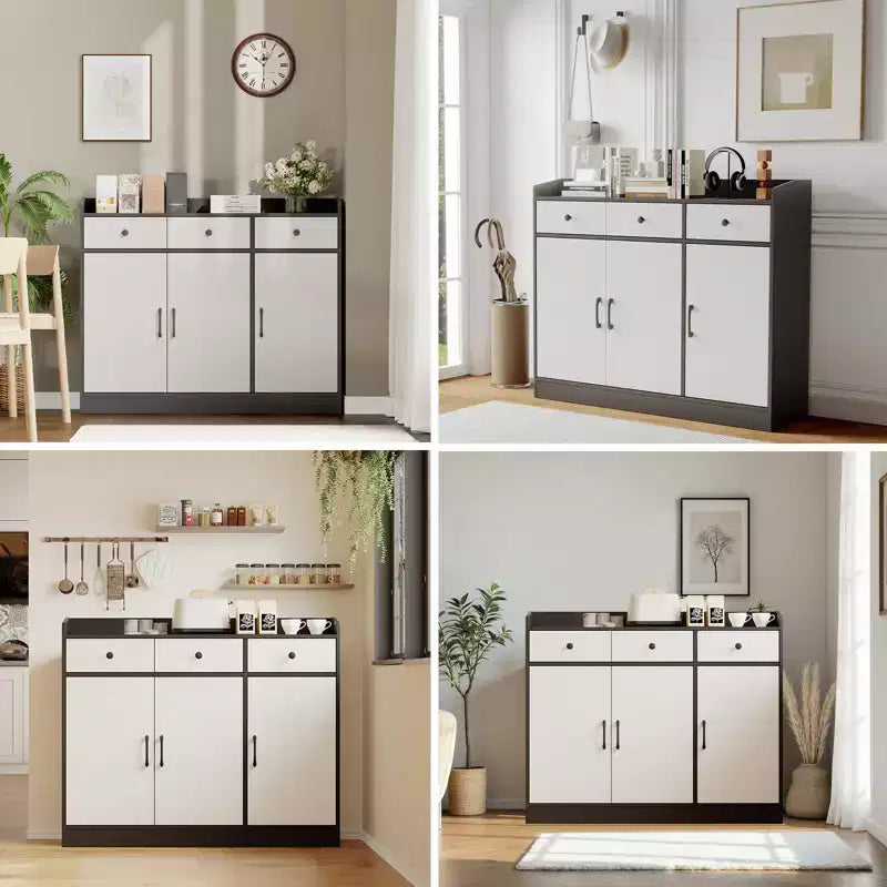 Bahut moderne COZONY avec étagères réglables, buffet de rangement avec tiroirs pour salon, salle à manger, entrée