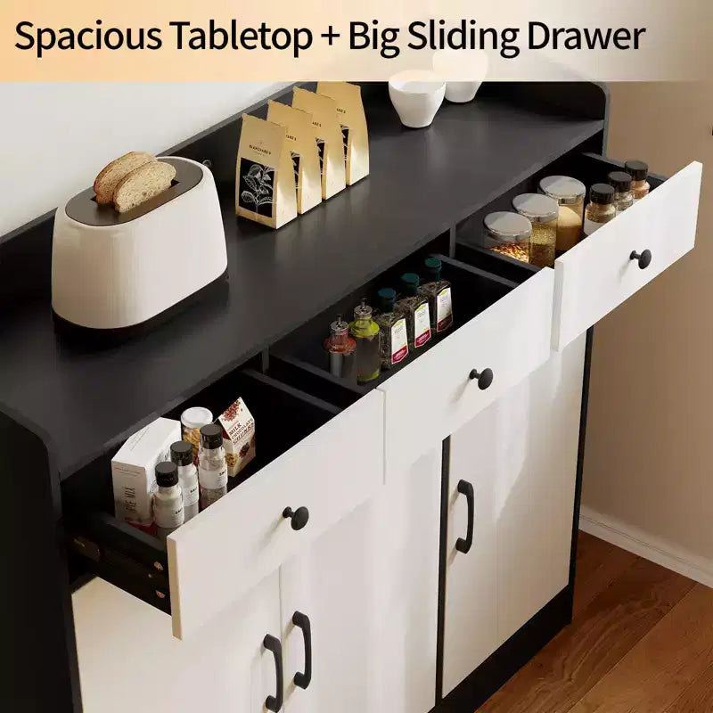Bahut moderne COZONY avec étagères réglables, buffet de rangement avec tiroirs pour salon, salle à manger, entrée