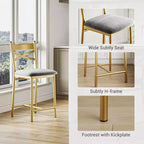 Lot de 4 tabourets de bar, tabourets de bar hauteur comptoir avec assise rembourrée en PU, chaises de bar de cuisine avec cadre en métal de 66 cm avec dossier en X et repose-pieds