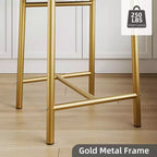 Lot de 4 tabourets de bar, tabourets de bar hauteur comptoir avec assise rembourrée en PU, chaises de bar de cuisine avec cadre en métal de 66 cm avec dossier en X et repose-pieds