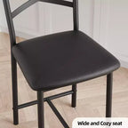 Lot de 4 tabourets de bar, tabourets de bar hauteur comptoir avec assise rembourrée en PU, chaises de bar de cuisine avec cadre en métal de 66 cm avec dossier en X et repose-pieds