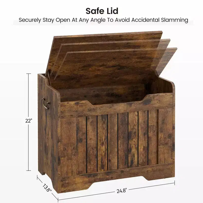 Coffre de rangement, Banc de rangement en bois avec charnière de sécurité, Coffre à couvertures avec couvercle à charnière, Supporte 159 kg, pour entrée, salon, chambre à coucher
