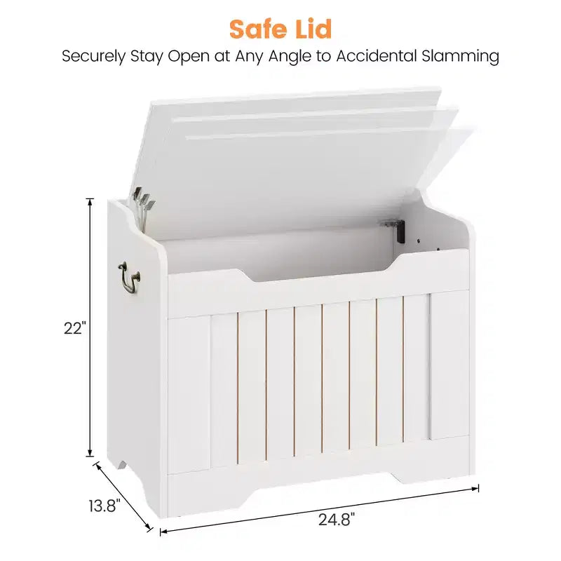 Coffre de rangement, Banc de rangement en bois avec charnière de sécurité, Coffre à couvertures avec couvercle à charnière, Supporte 159 kg, pour entrée, salon, chambre à coucher
