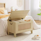 Coffre de rangement, Banc de rangement en bois avec charnière de sécurité, Coffre à couvertures avec couvercle à charnière, Supporte 159 kg, pour entrée, salon, chambre à coucher