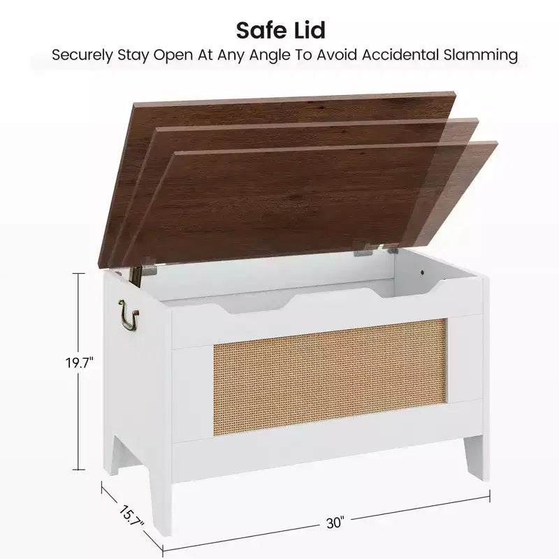 Coffre de rangement, Banc de rangement en bois avec charnière de sécurité, Coffre à couvertures avec couvercle à charnière, Supporte 159 kg, pour entrée, salon, chambre à coucher