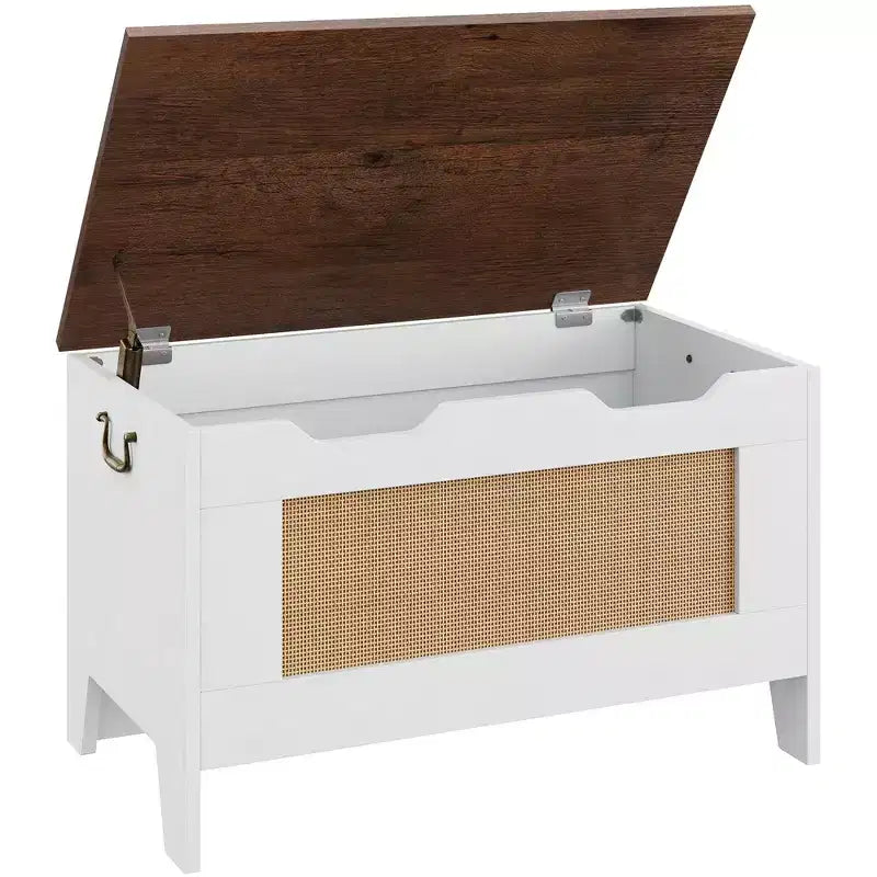 Coffre de rangement, Banc de rangement en bois avec charnière de sécurité, Coffre à couvertures avec couvercle à charnière, Supporte 159 kg, pour entrée, salon, chambre à coucher