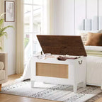Coffre de rangement, Banc de rangement en bois avec charnière de sécurité, Coffre à couvertures avec couvercle à charnière, Supporte 159 kg, pour entrée, salon, chambre à coucher