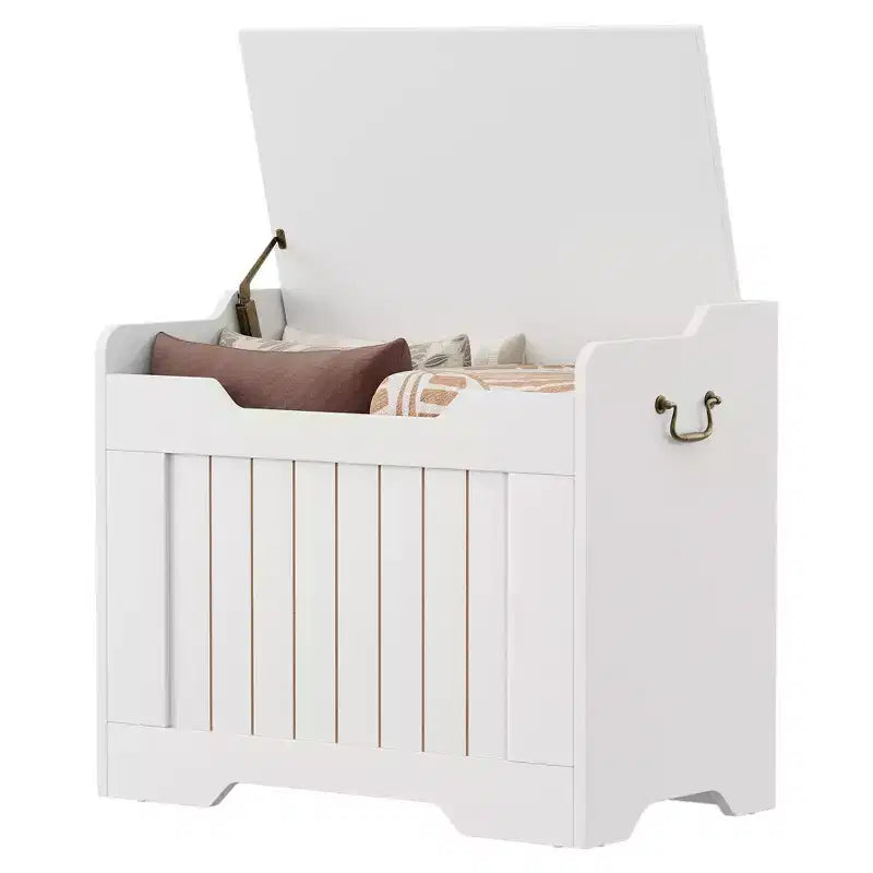 Coffre de rangement, Banc de rangement en bois avec charnière de sécurité, Coffre à couvertures avec couvercle à charnière, Supporte 159 kg, pour entrée, salon, chambre à coucher
