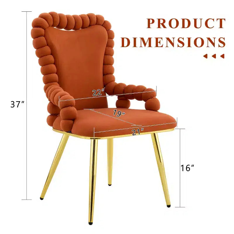 Lot de 2 Chaises de Salle à Manger Modernes en Velours avec Pieds en Métal, Chaises d'Appoint Rembourrées pour Cuisine, Salle à Manger ou Salons-Panipeachy