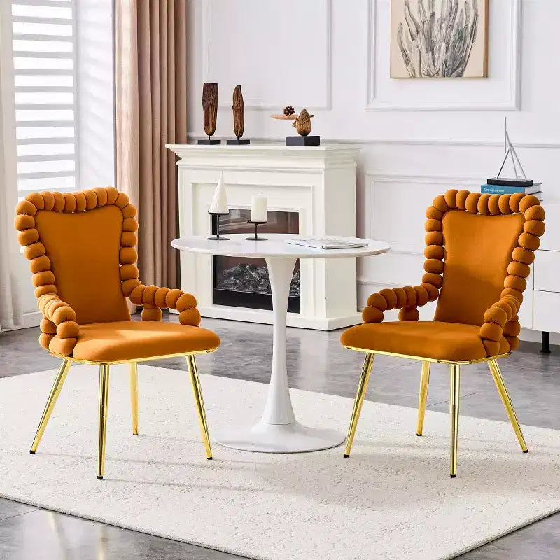 Lot de 2 Chaises de Salle à Manger Modernes en Velours avec Pieds en Métal, Chaises d'Appoint Rembourrées pour Cuisine, Salle à Manger ou Salons-Panipeachy