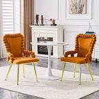 Lot de 2 Chaises de Salle à Manger Modernes en Velours avec Pieds en Métal, Chaises d'Appoint Rembourrées pour Cuisine, Salle à Manger ou Salons-Panipeachy