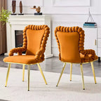Lot de 2 Chaises de Salle à Manger Modernes en Velours avec Pieds en Métal, Chaises d'Appoint Rembourrées pour Cuisine, Salle à Manger ou Salons-Panipeachy