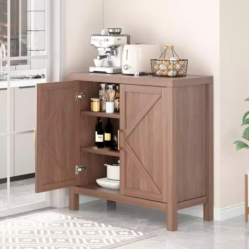 Buffet de cuisine rustique avec étagères réglables, Meuble console de bar à café, Armoire de rangement pour cuisine et salle à manger (H 90,1 cm x L 76,2 cm x P 35,5 cm)