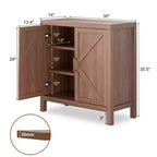 Buffet de cuisine rustique avec étagères réglables, Meuble console de bar à café, Armoire de rangement pour cuisine et salle à manger (H 90,1 cm x L 76,2 cm x P 35,5 cm)