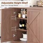 Buffet de cuisine rustique avec étagères réglables, Meuble console de bar à café, Armoire de rangement pour cuisine et salle à manger (H 90,1 cm x L 76,2 cm x P 35,5 cm)